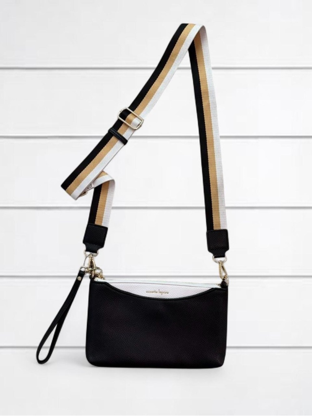 Nanette Lepore black leather purse with gold hardware